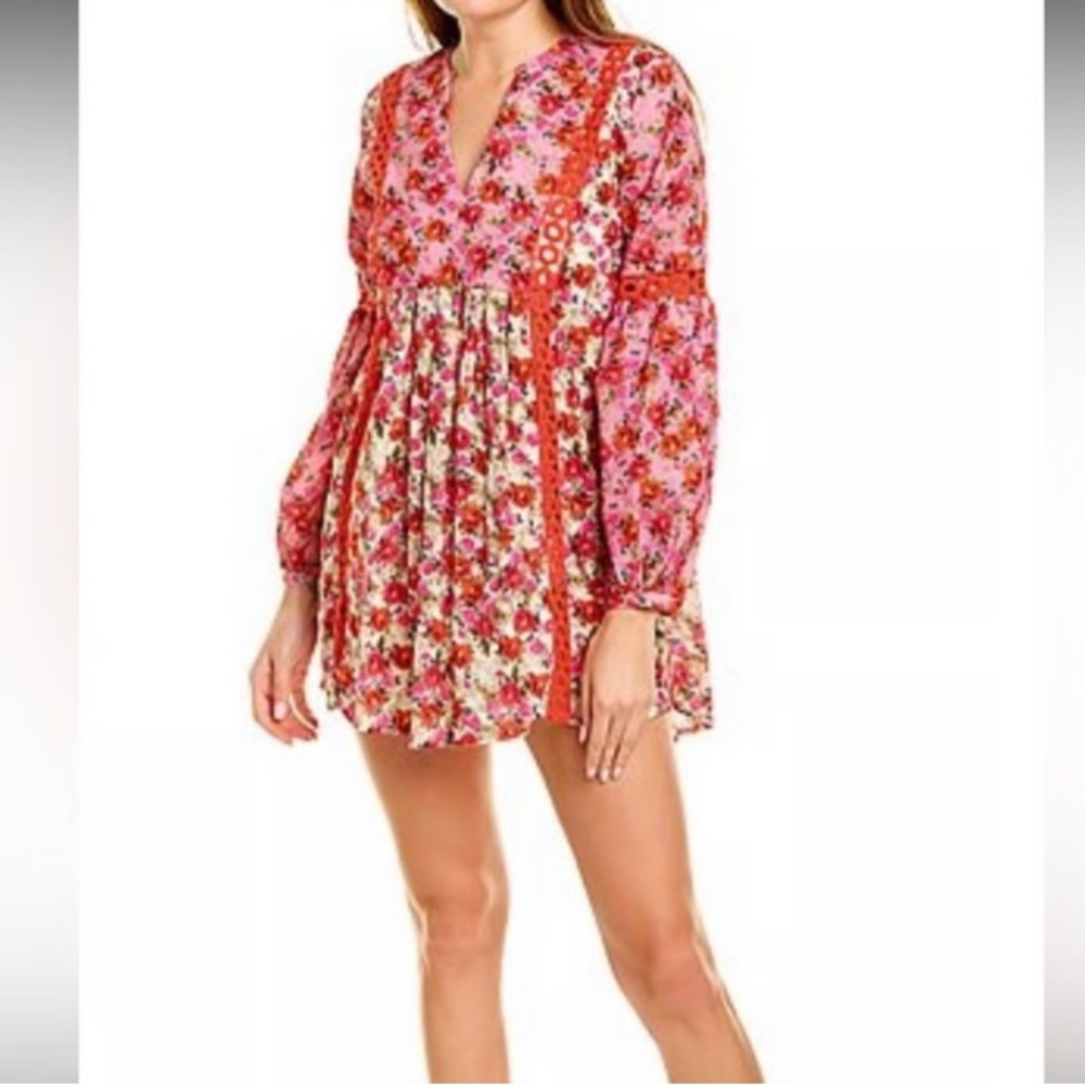 PQ Swim Floral Mini Dress in Pink and Red preowned